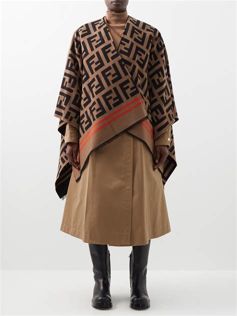 fendi ff logo wool blend poncho|fendi shawl wrap.